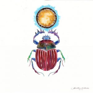 Egyptian scarab watercolor ilustration
